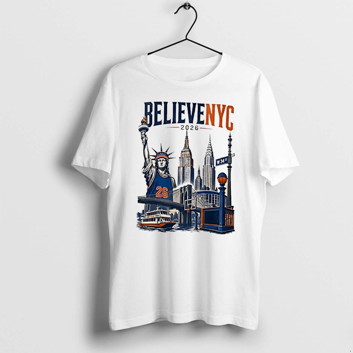 Original New York Knicks Statue Of Liberty Believe Nyc 2026 Nba Finals 2026 Skyline Tshirts
