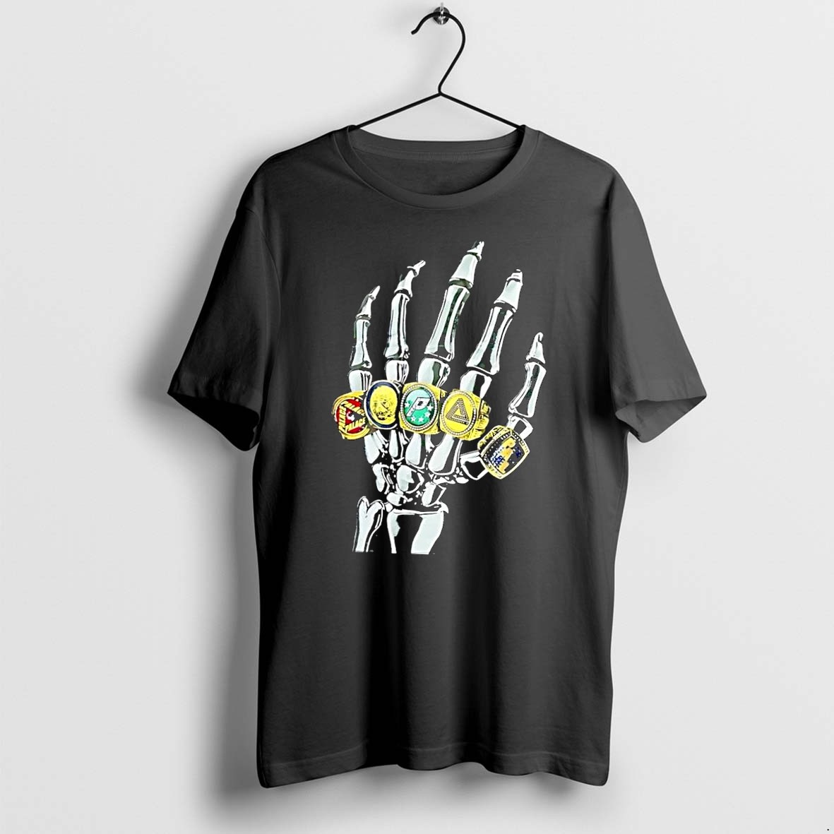 Original Palace Skeleton Hand Rings Graphic Print Black Tshirts