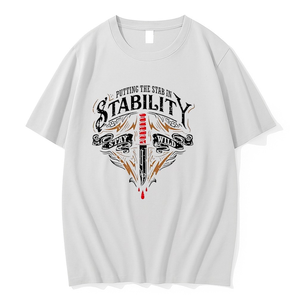Original Putting The Stab In Stability Stay Wild Knife Combat Tactical Weapons Tshirts