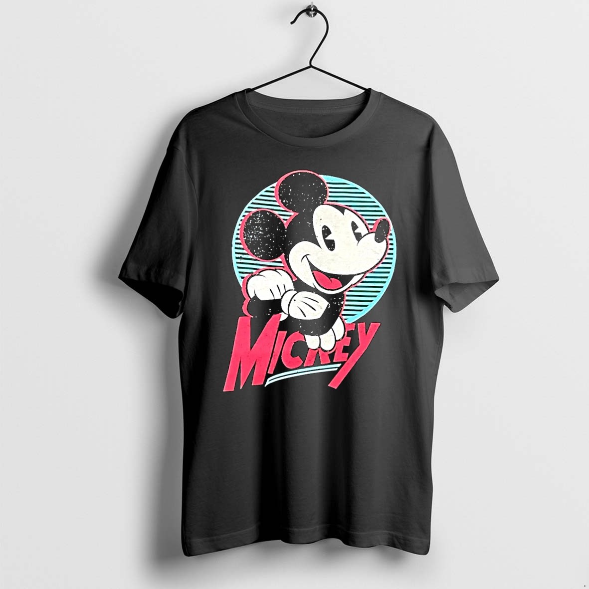 Original Retro Disney Style Mickey Mouse Graphic Black Tshirts