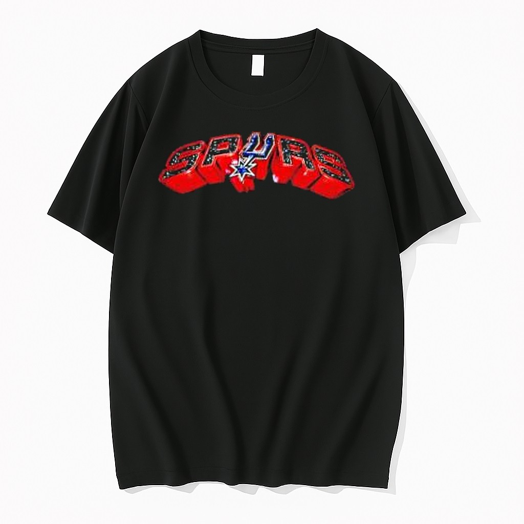 Original San Antonio Spurs Nba Basketball Team Logo Text Red And Black Tshirts