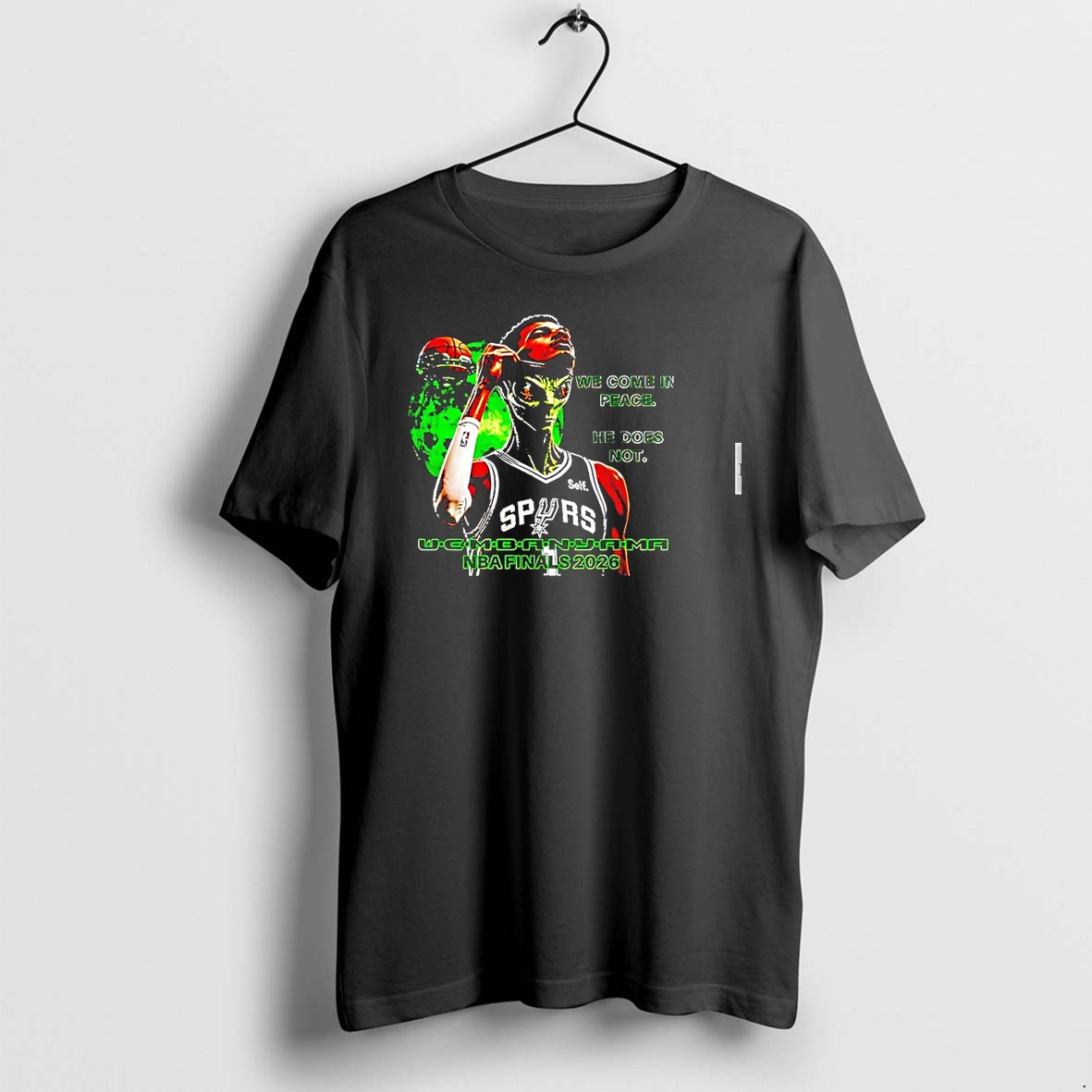 Original Victor Wembanyama San Antonio Spurs 2026 Nba Finals We Come In Peace He Does Not Alien Tshirts