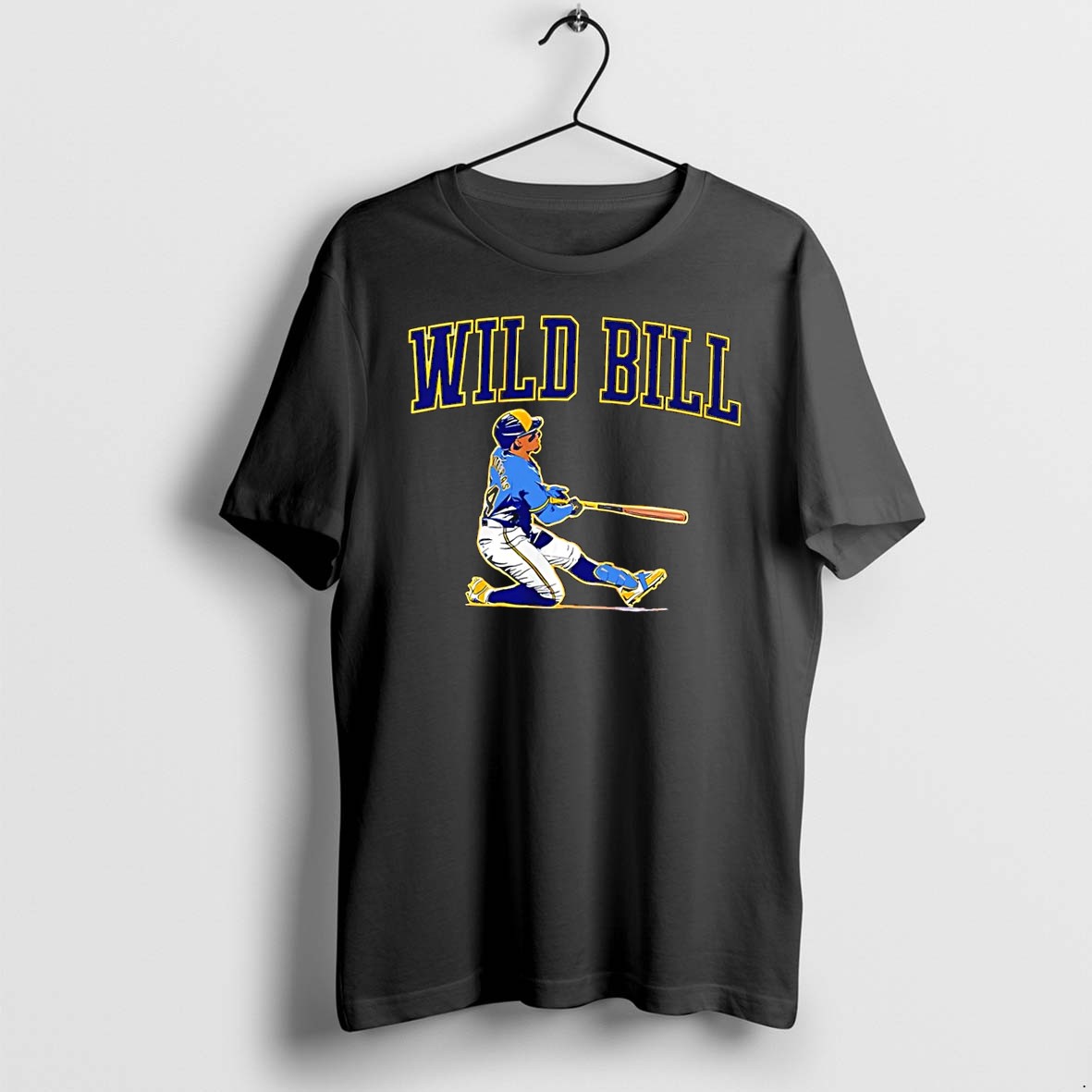 Original Wild Bill Herrera Baseball Swing Milwaukee Brewers Black Tshirts