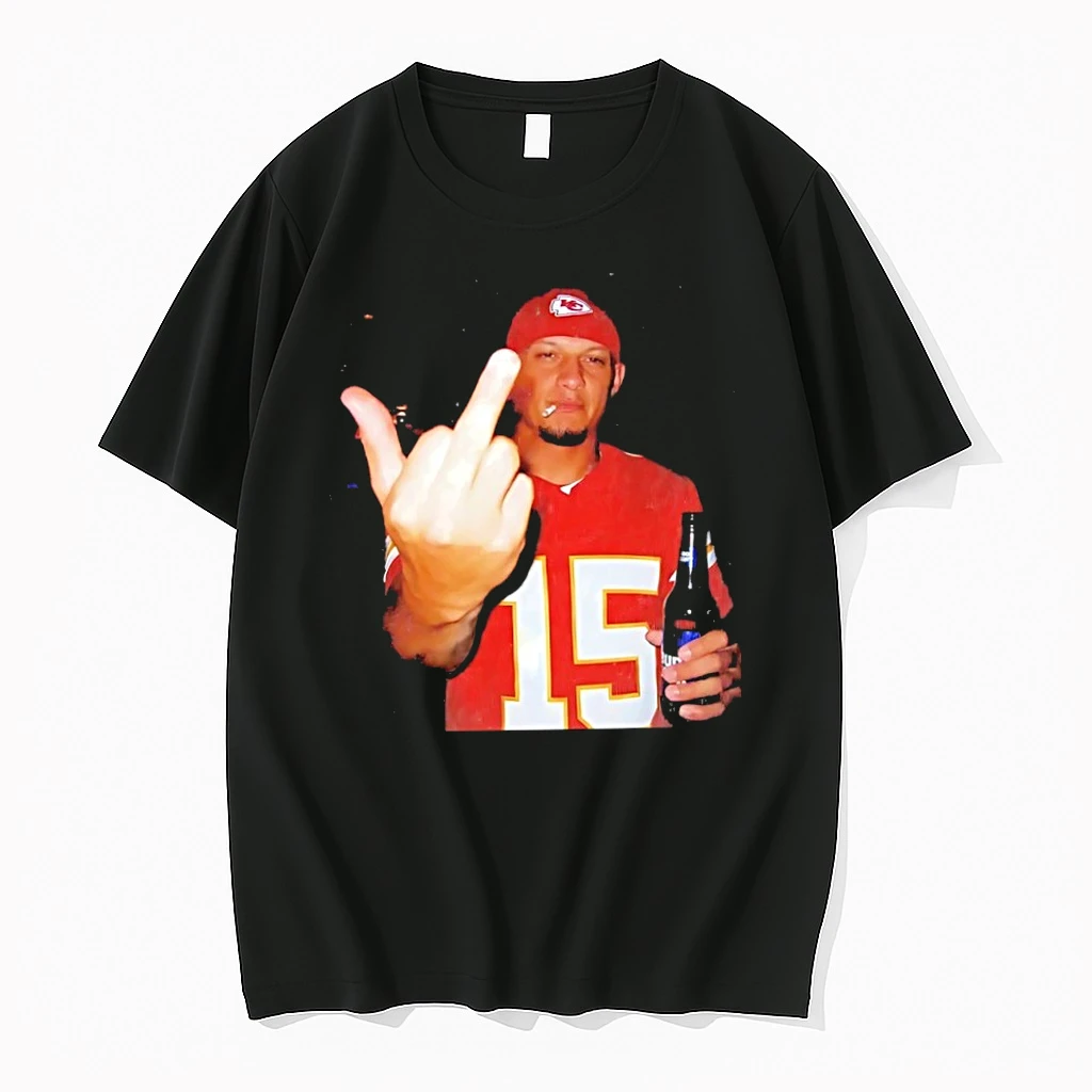 Patrick Mahomes Kansas City Chiefs Smoking Beer And Middle Finger Tshirts Sweater Hoodie