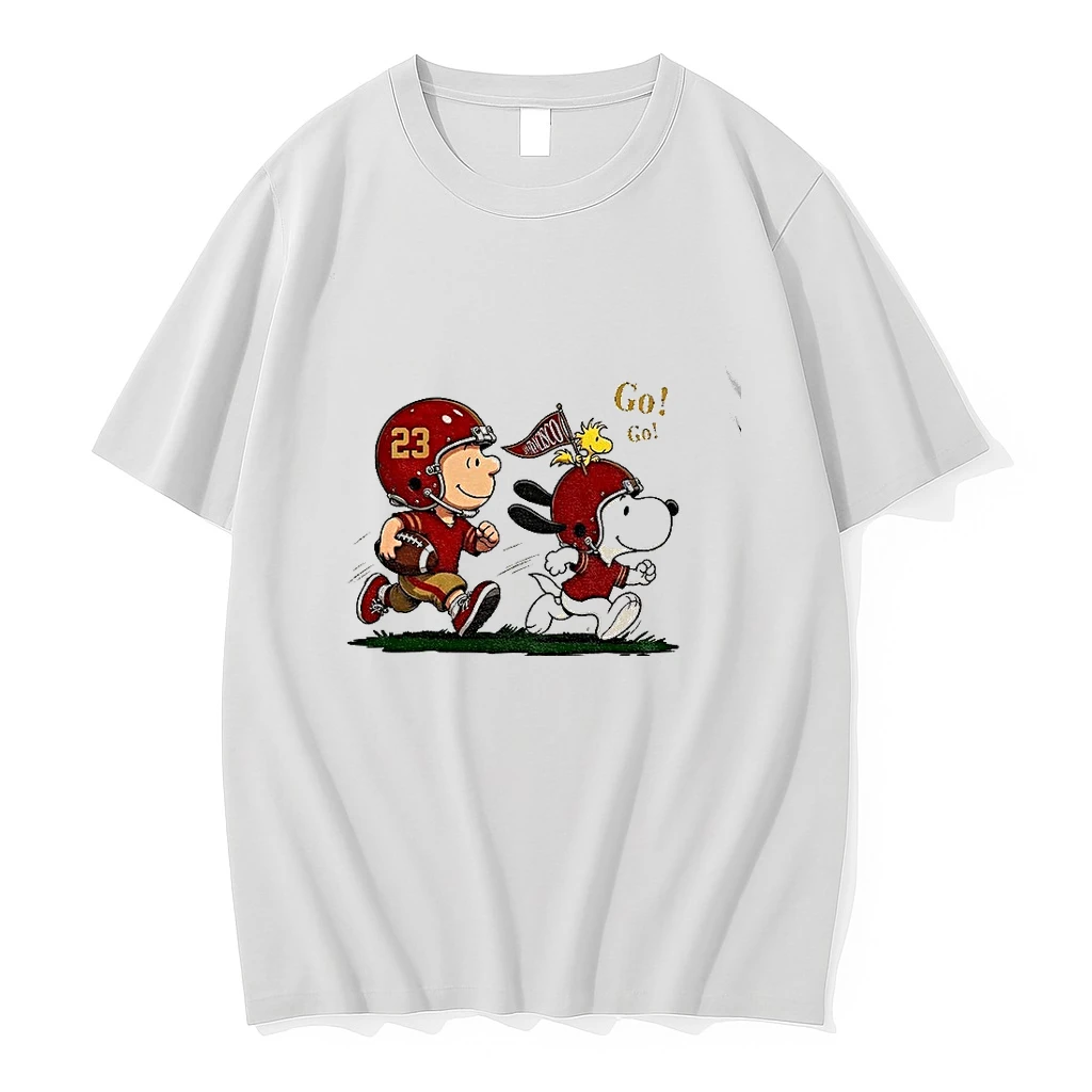 Premium Charlie Brown And Snoopy San Francisco Football Players Running Go Go Tshirts