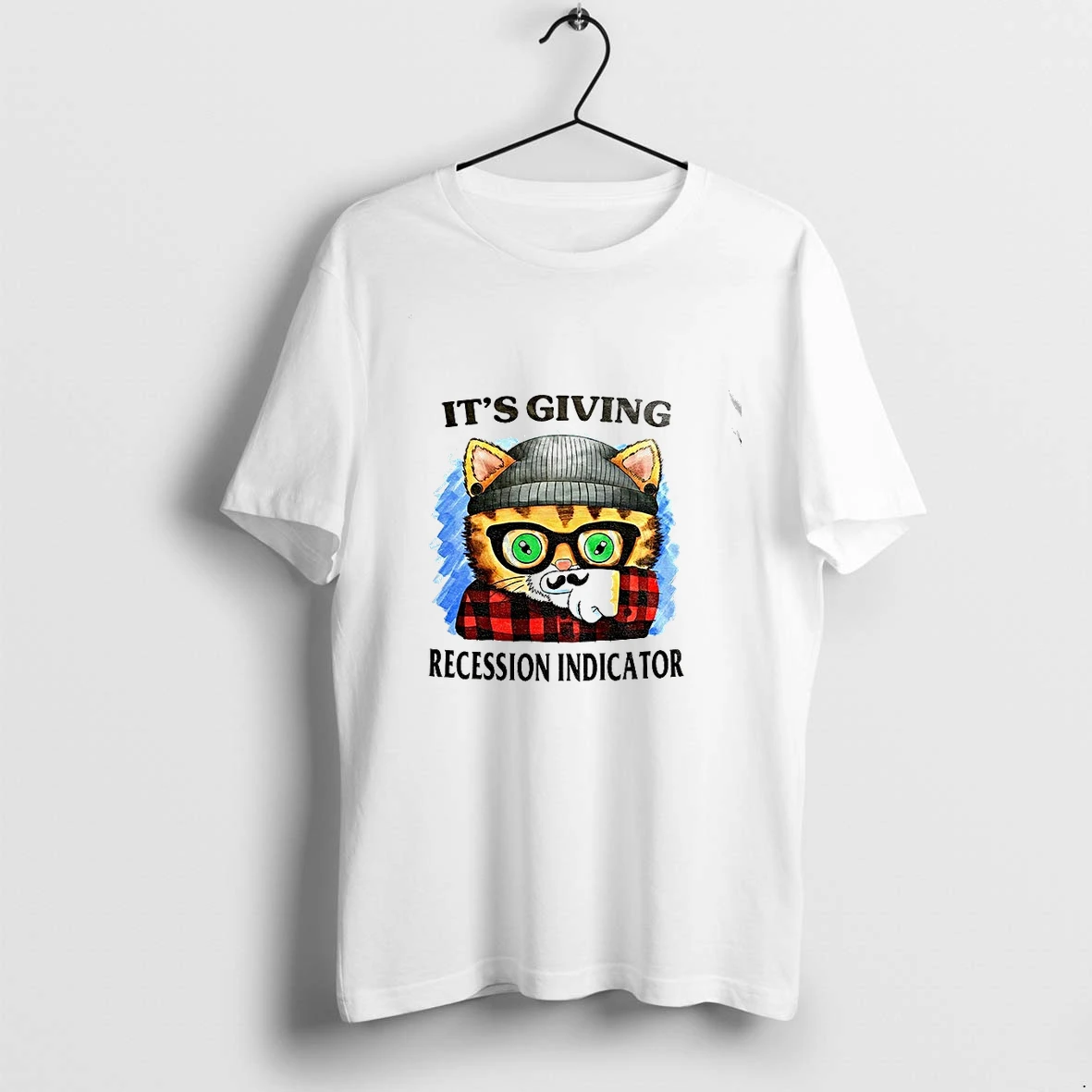Premium Hipster Cat Flannel Its Giving Recession Indicator Tshirts