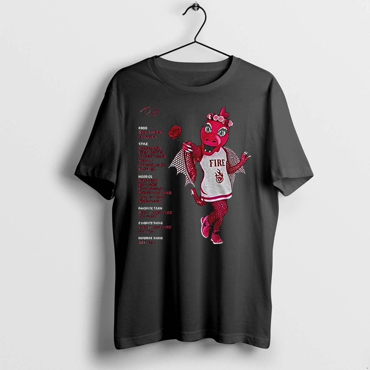 Premium Portland Fire Wnba Rose Mascot Bio Graphic Tshirts