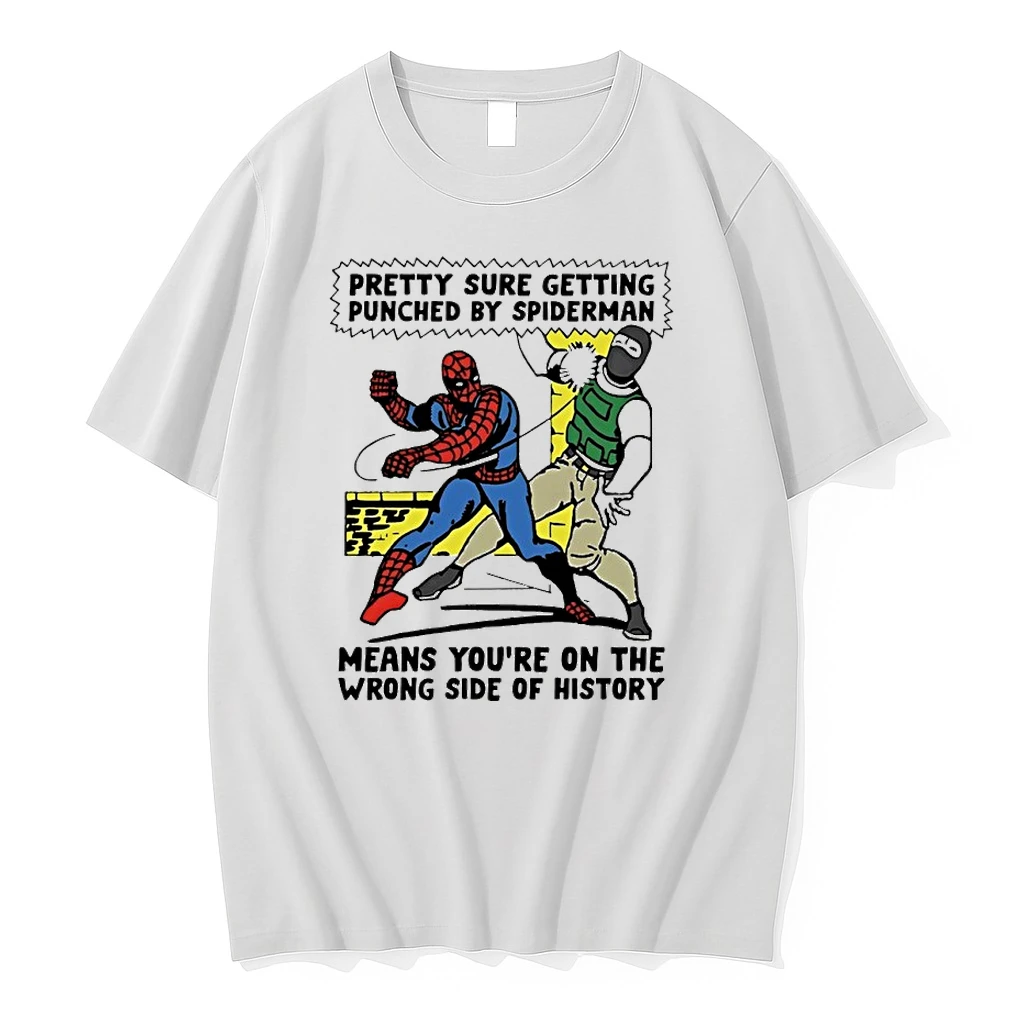 Premium Pretty Sure Getting Punched By Spiderman Means You Are On The Wrong Side Of History Tshirts