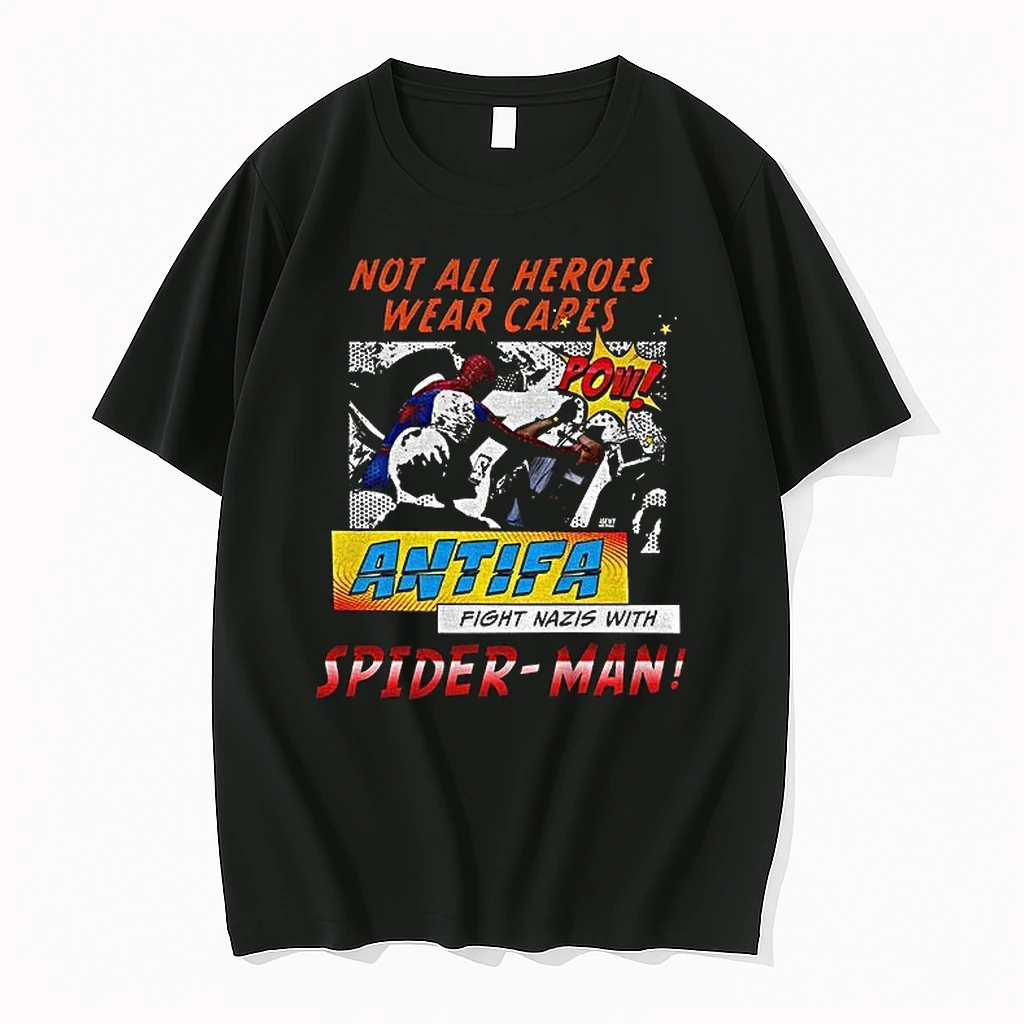 Premium Spider Man Punches Nazi Not All Heroes Wear Capes Antifa Tshirts