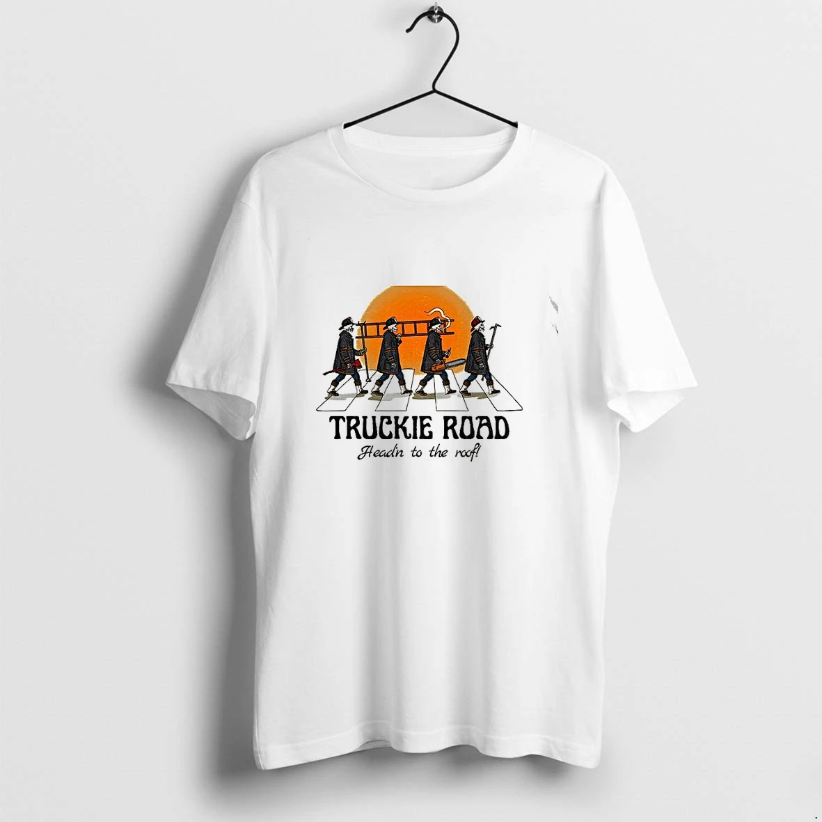 Skeleton Firefighters Fire Truckie Road Headn To The Roof Tshirts Sweater Hoodie