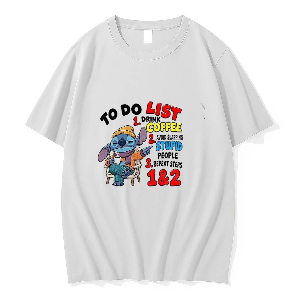 Stitch Cartoon Character To Do List Drink Coffee Avoid Slapping Stupid People Tshirts Sweater Hoodie