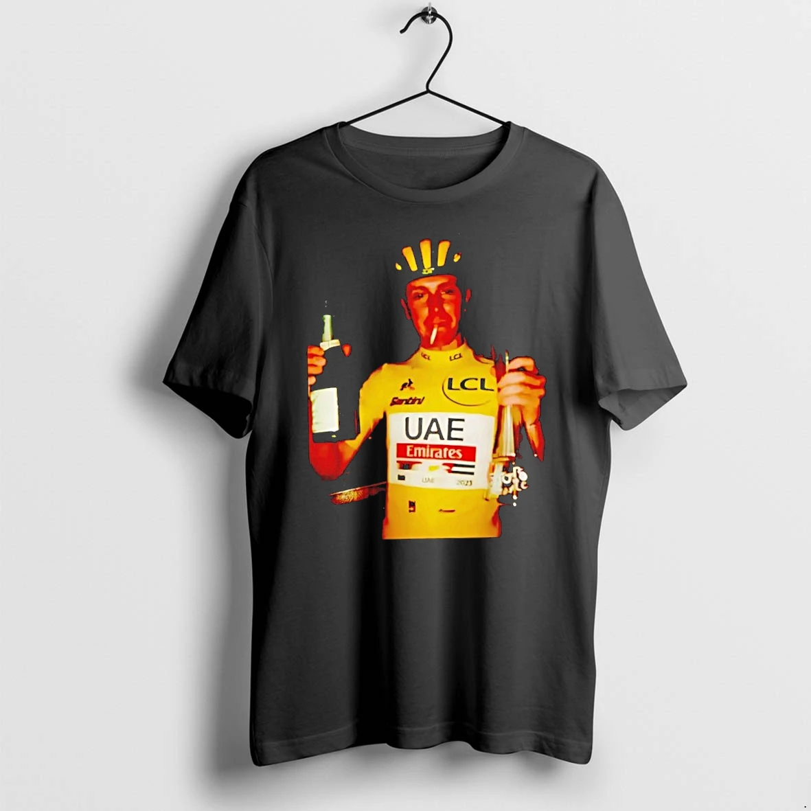 Tadej Pogacar Celebrating 2025 Champion Smoking Beer Middle Finger Tshirts Sweater Hoodie