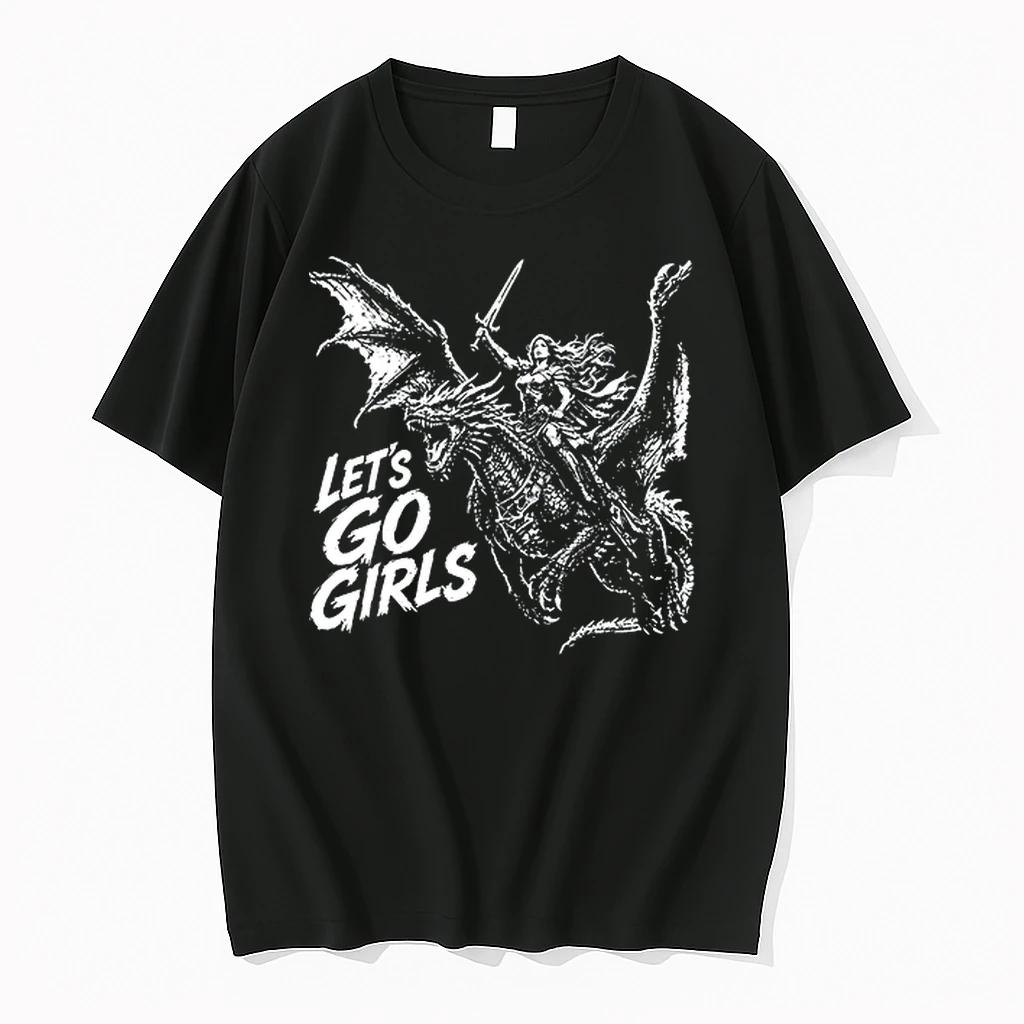 Fantasy Warrior Woman Riding Dragon Lets Go Girls 0 Tshirts Sweater Hoodie