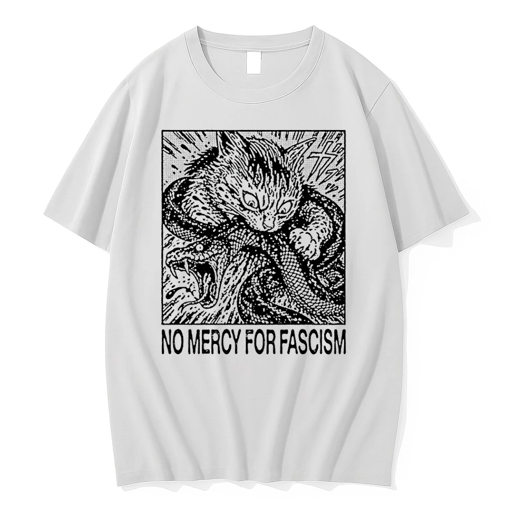 Jcjzmkdm No Mercy For Fascism Cat Fighting Snake Tshirts Sweater Hoodie