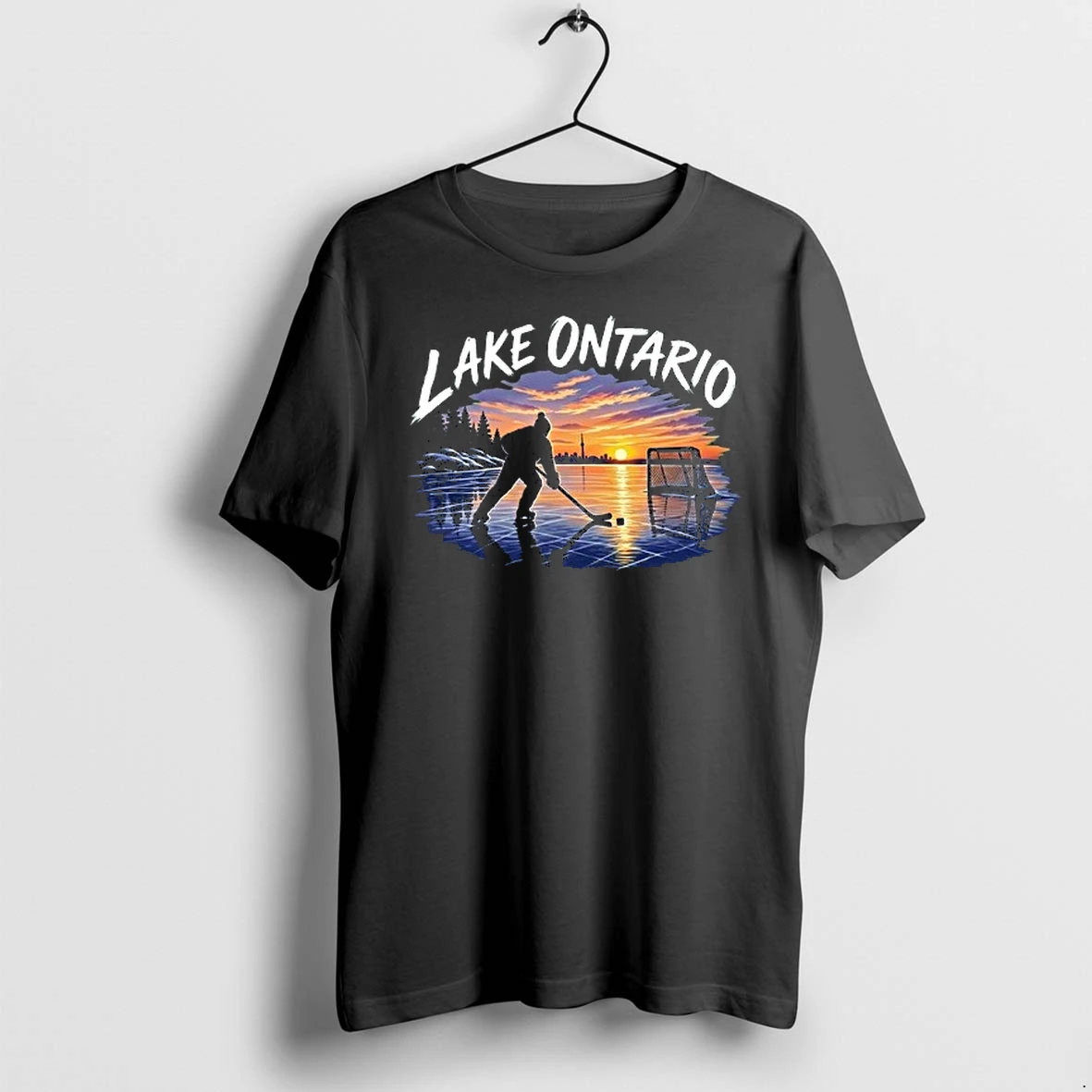 Lake Ontario Silhouette Hockey Player Net Ice Sunset 0 Tshirts Sweater Hoodie