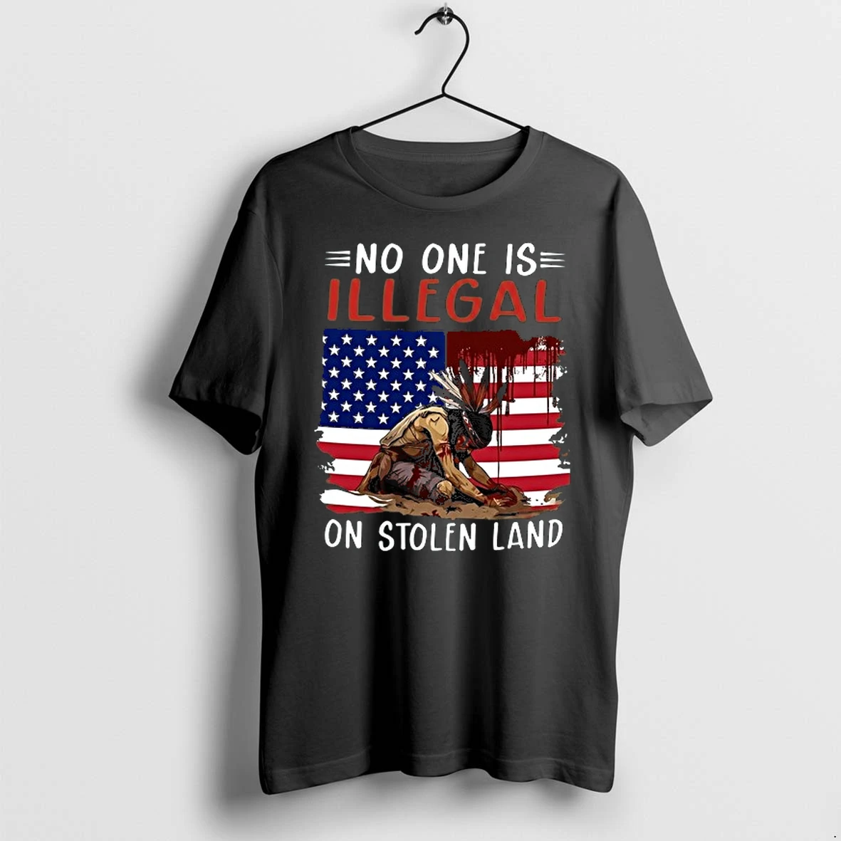 No One Is On Stolen Land Native American Indian Protest United States Flag 0 Tshirts Sweater Hoodie