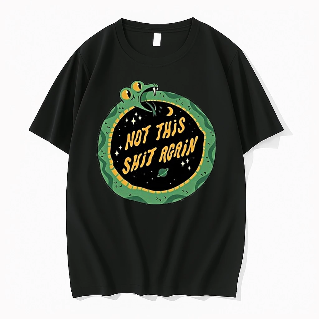 Not This Shit Again Cartoon Ouroboros Snake In Space 0 Tshirts Sweater Hoodie
