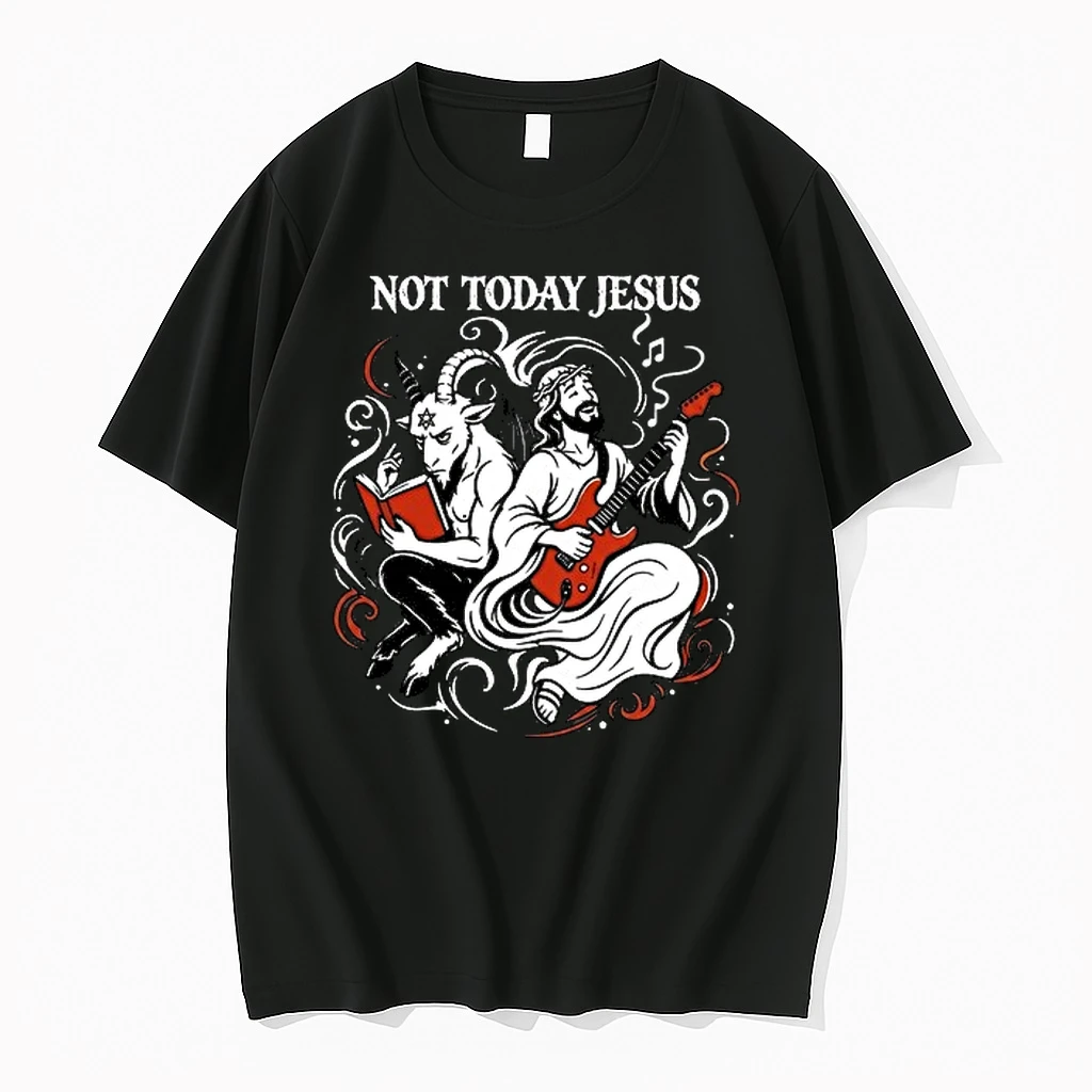 Not Today Jesus Goat And Jesus Playing Guitar 0 Tshirts Sweater Hoodie