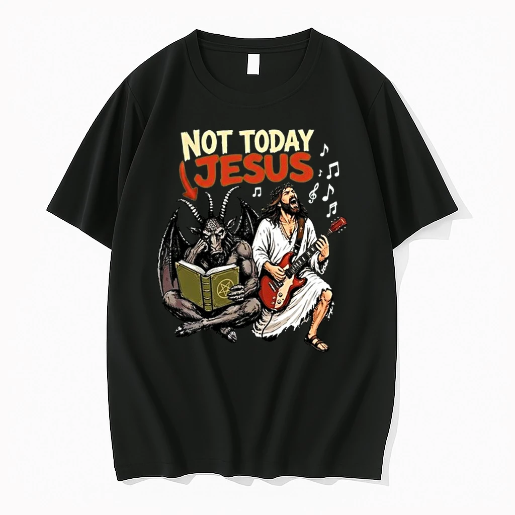 Not Today Jesus Satan Playing Guitar Funny 0 Tshirts Sweater Hoodie