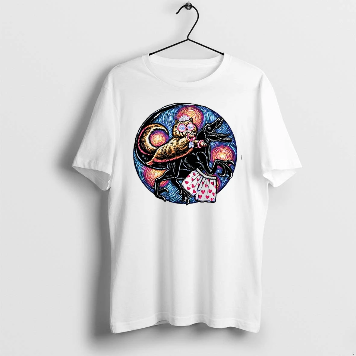 Persian Cat Riding Velociraptor Wearing Heart Boxers And Crown 0 Tshirts Sweater Hoodie