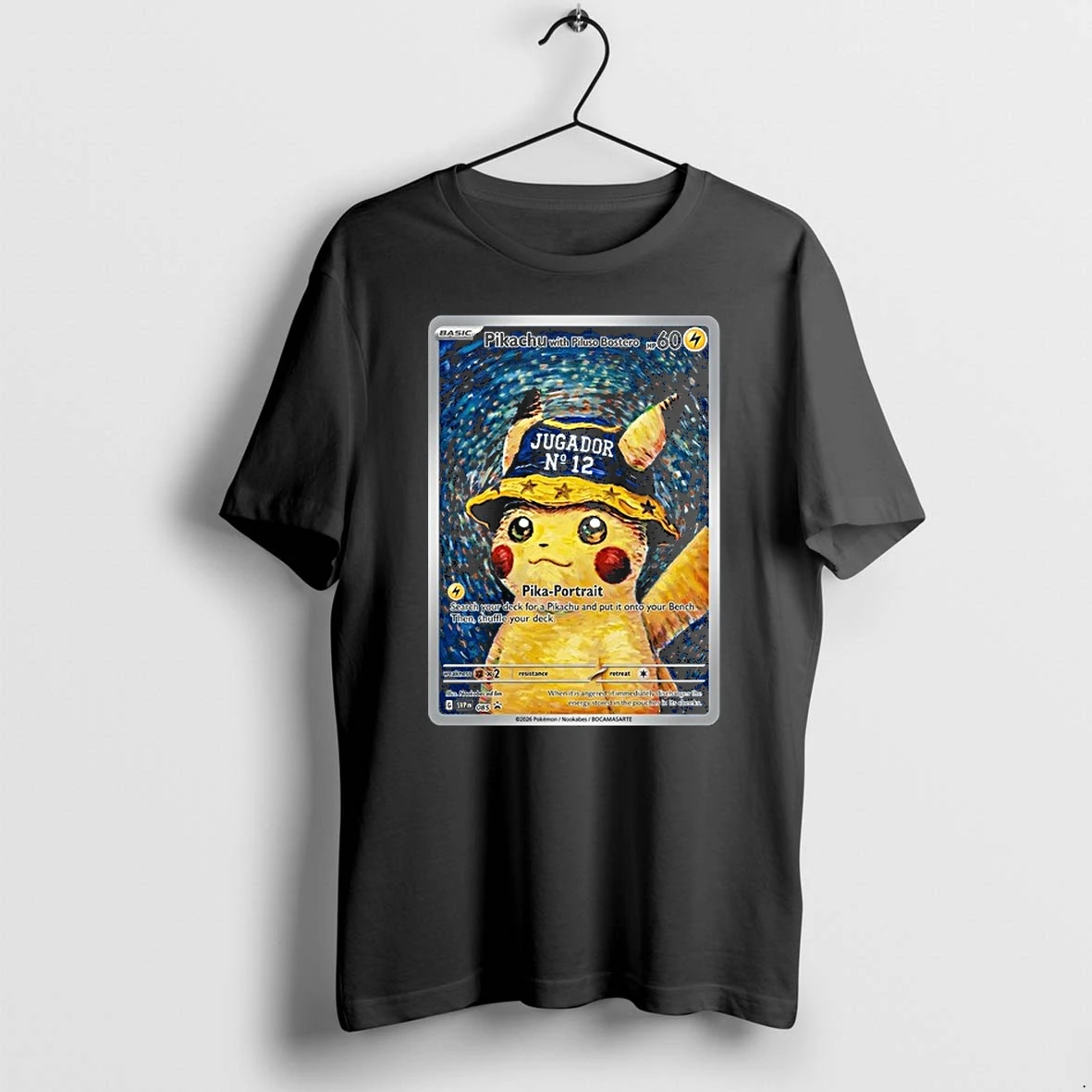 Pikachu With Piluso Bostero Boca Juniors Jugador No 12 Starry Night Fan Art 0 Tshirts Sweater Hoodie