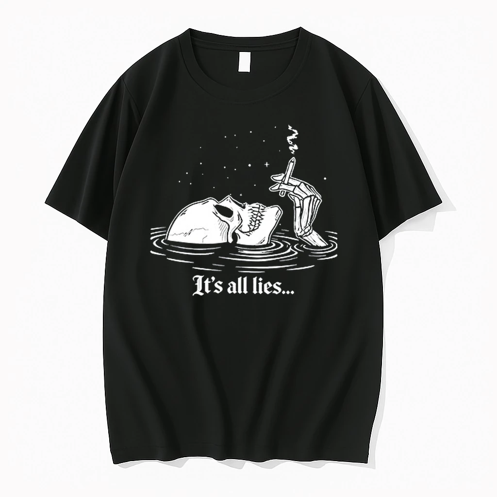 Smoking Skeleton Hand Skull In Water With It Is All Lies 0 Tshirts Sweater Hoodie