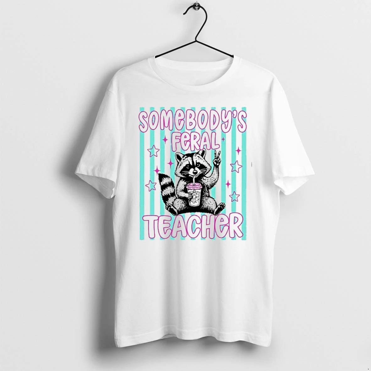 Somebodys Feral Teacher Raccoon Peace Sign Iced Coffee 0 Tshirts Sweater Hoodie