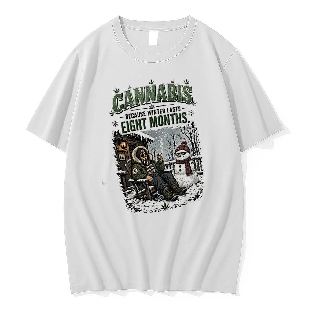 Officials Cannabis Because Winter Lasts Eight Months Man Snowman Sitting Adirondack Chair Cabin T Shirt Sweater Hoodie