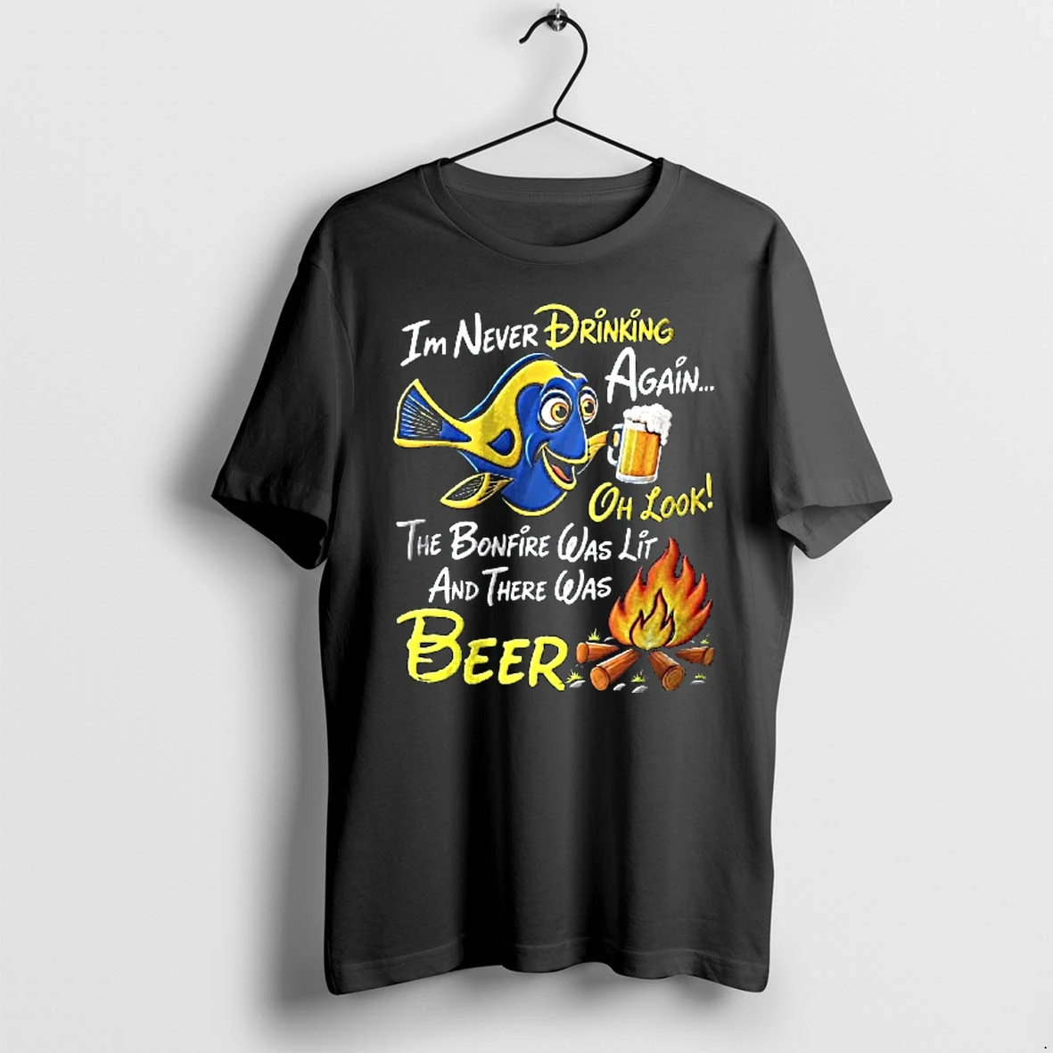 Officials Im Never Drinking Again Oh Look The Bonfire Was Lit And There Beer Cartoon Blue Fish Foamy Campfire Youth T Shirt Sweater Hoodie