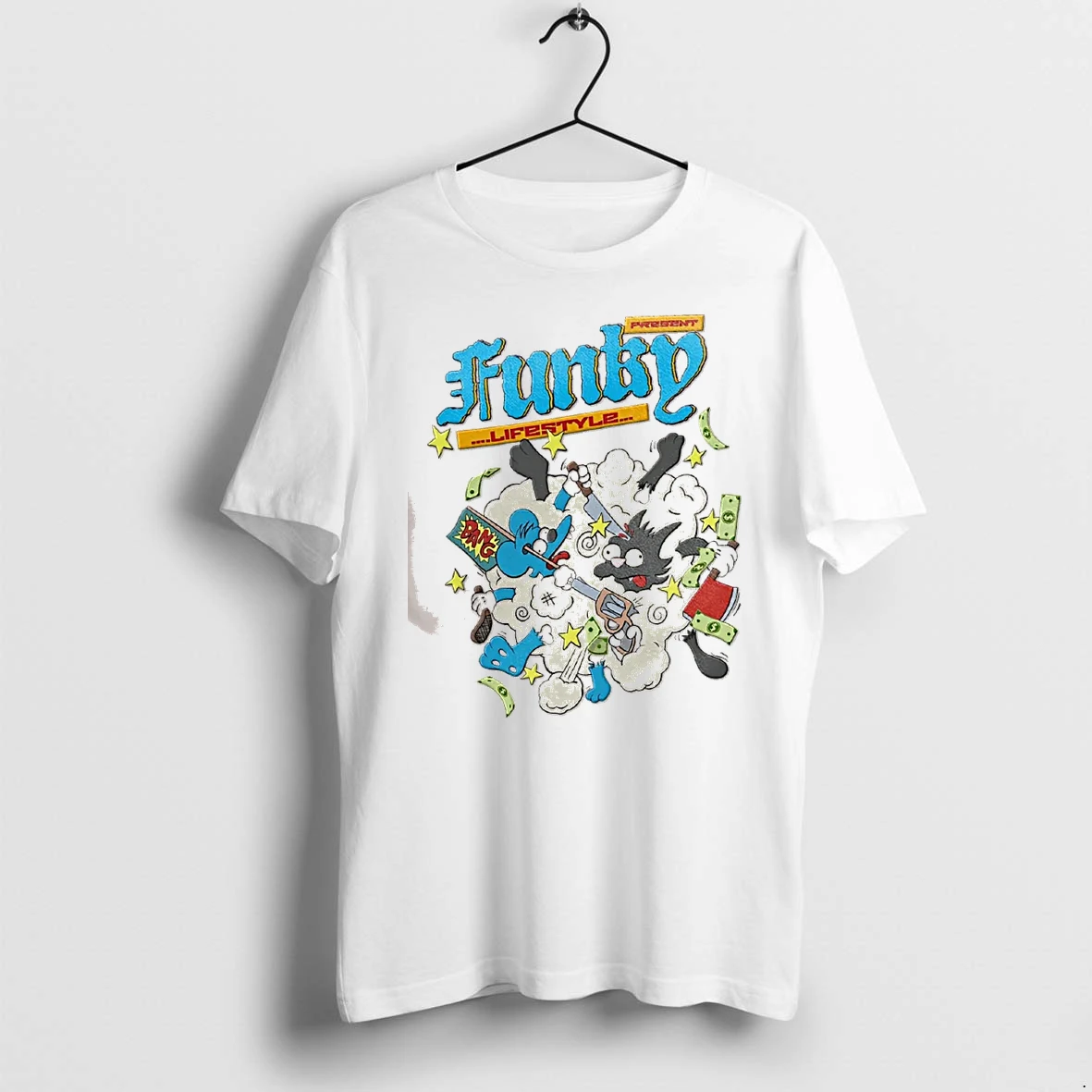 Officials Itchy Scratchy Funky Present Lifestyle Cartoon Mouse Cat Fight Dust Cloud T Shirt Sweater Hoodie