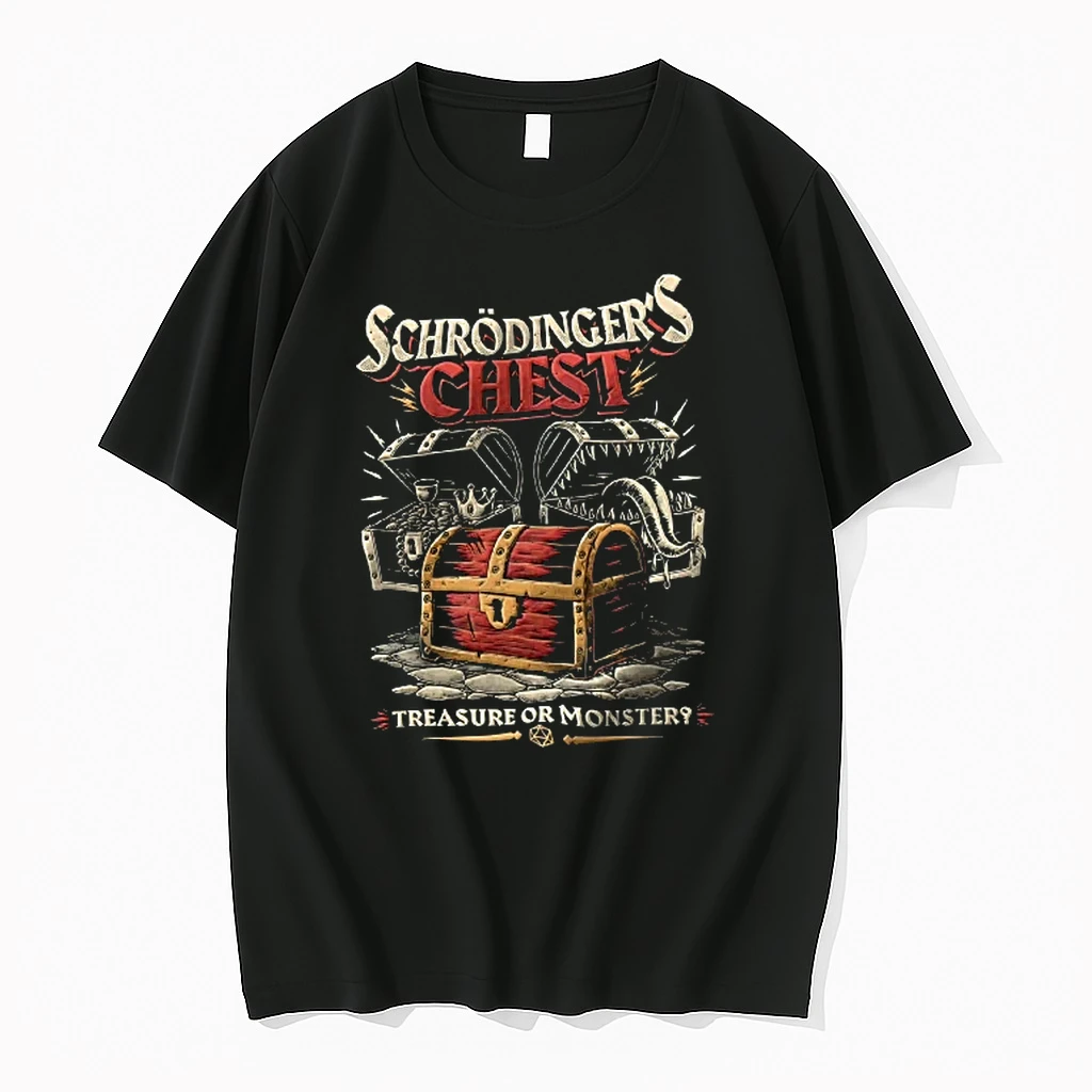Officials Schrodingers Chest Treasure Or Monster Gold Crown Sharp Teeth Tongue T Shirt Sweater Hoodie