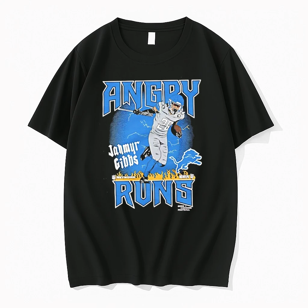 Premium Jahmyr Gibbs Detroit Lions Angry Runs Lightning Graphic Tshirts