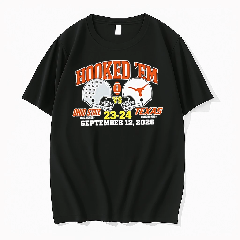 Premium Texas Longhorns Vs Ohio State 2026 Ncaa Hooked Em Helmet Tshirts