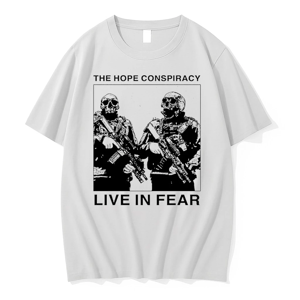 Premium The Hope Conspiracy Live In Fear Skeleton Holding Gun Tshirts