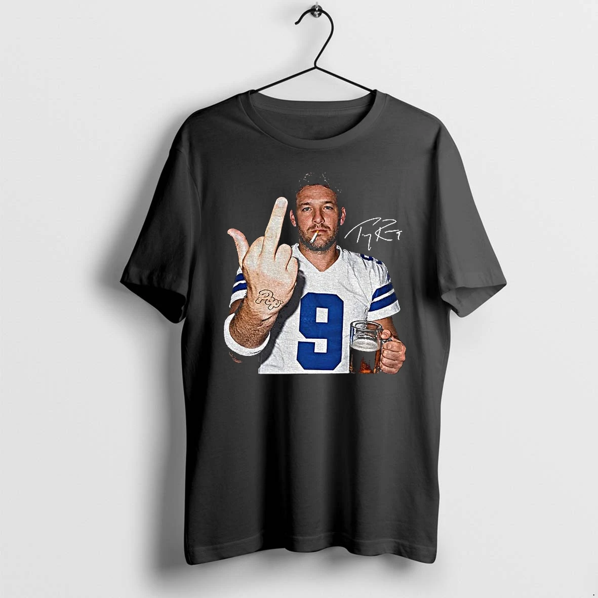 Premium Tony Romo Football Legend Middle Finger Signature Tshirts