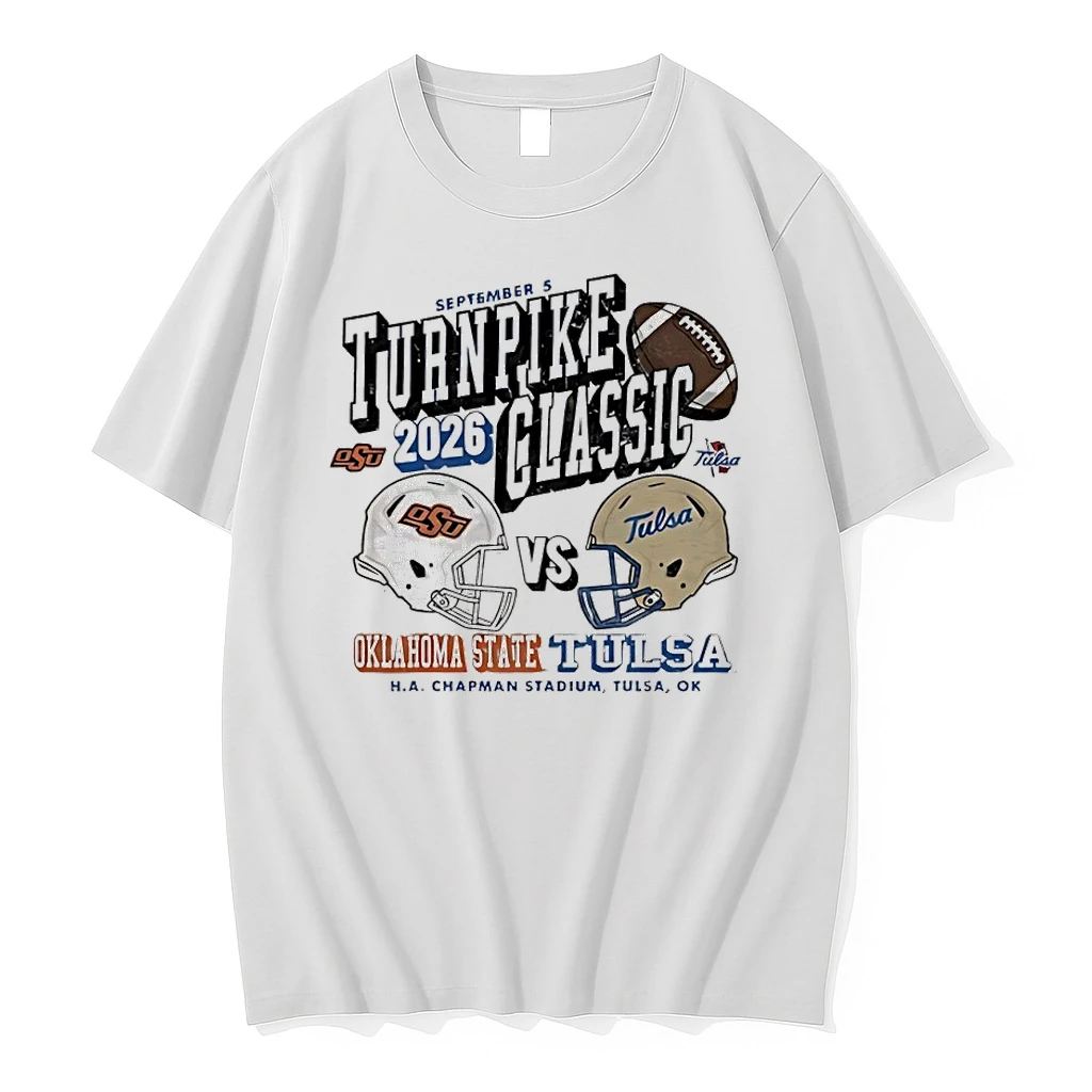Premium Tulsa Golden Hurricane Vs Oklahoma State Cowboys 2026 Turnpike Classic Helmet Tshirts
