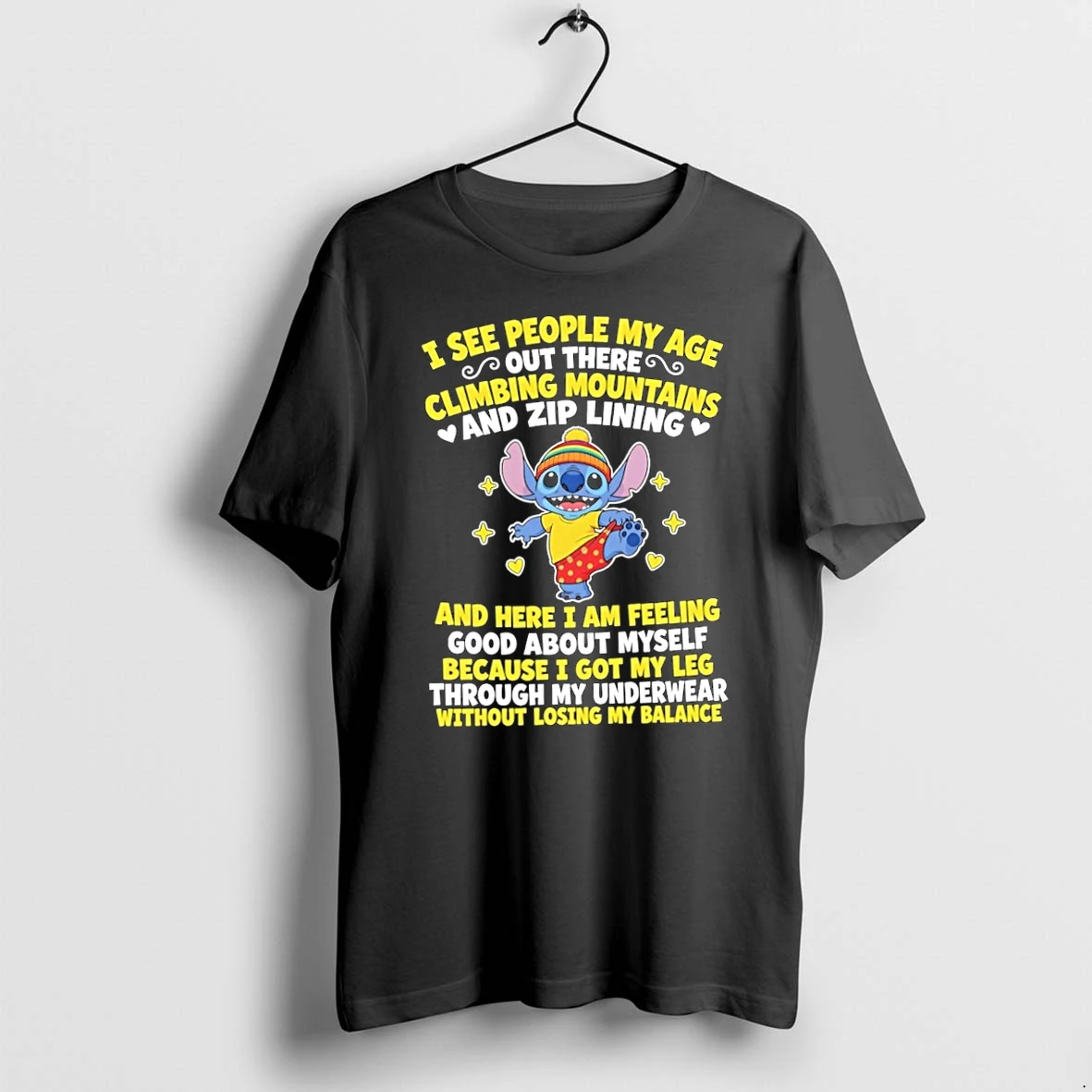 Premium Wnj1ddpe I See People My Age Climbing Mountains And Zip Lining Stitch Tshirts