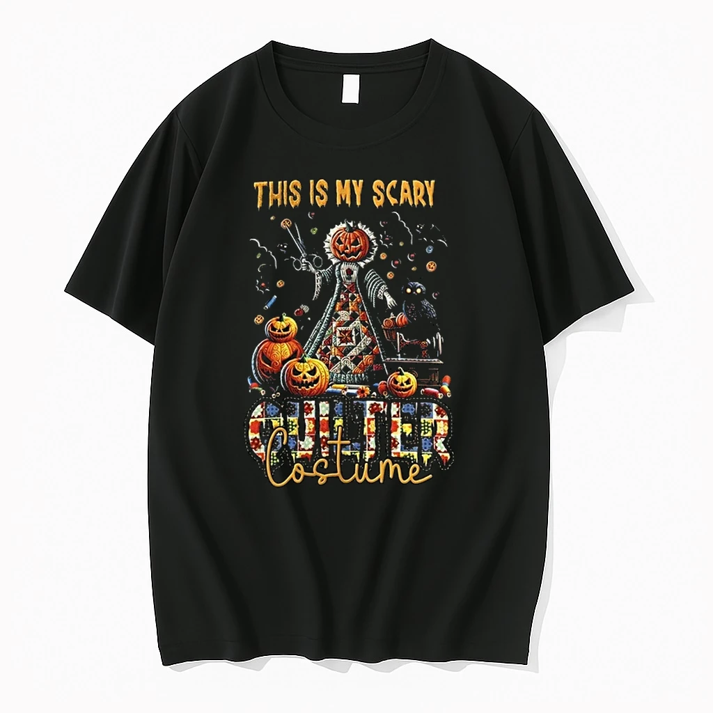 Halloween This Is My Scary Quilter Costume Pumpkin Head Patchwork Dress Sewing Machine 0 Tshirts Sweater Hoodie