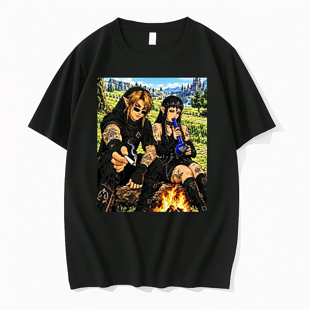 Link Zelda The Legend Of Zelda Video Game Elf Couple Smoking By Fire 0 Tshirts Sweater Hoodie