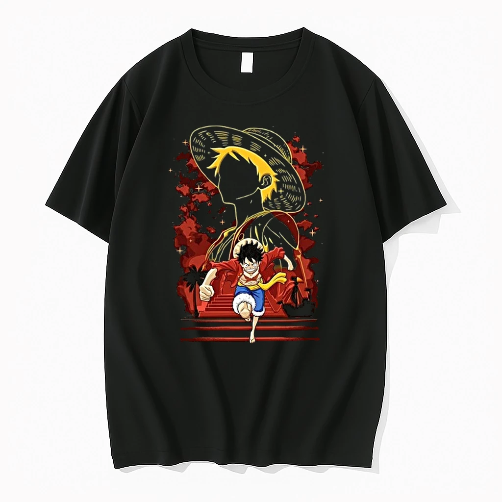 Monkey D Luffy One Piece Anime Character Portrait With Running Figure 0 Tshirts Sweater Hoodie