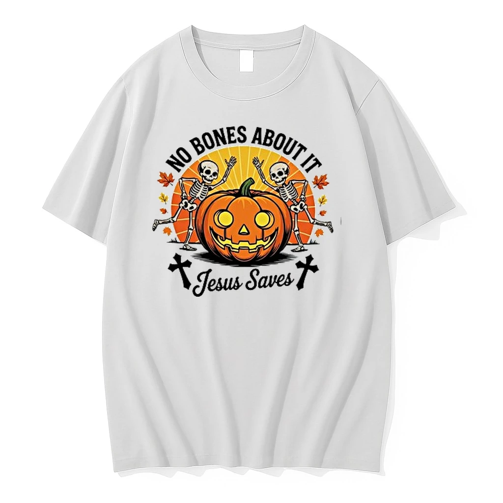 No Bones About It Jesus Saves Skeletons Pumpkin Halloween Christian Faith 0 Tshirts Sweater Hoodie