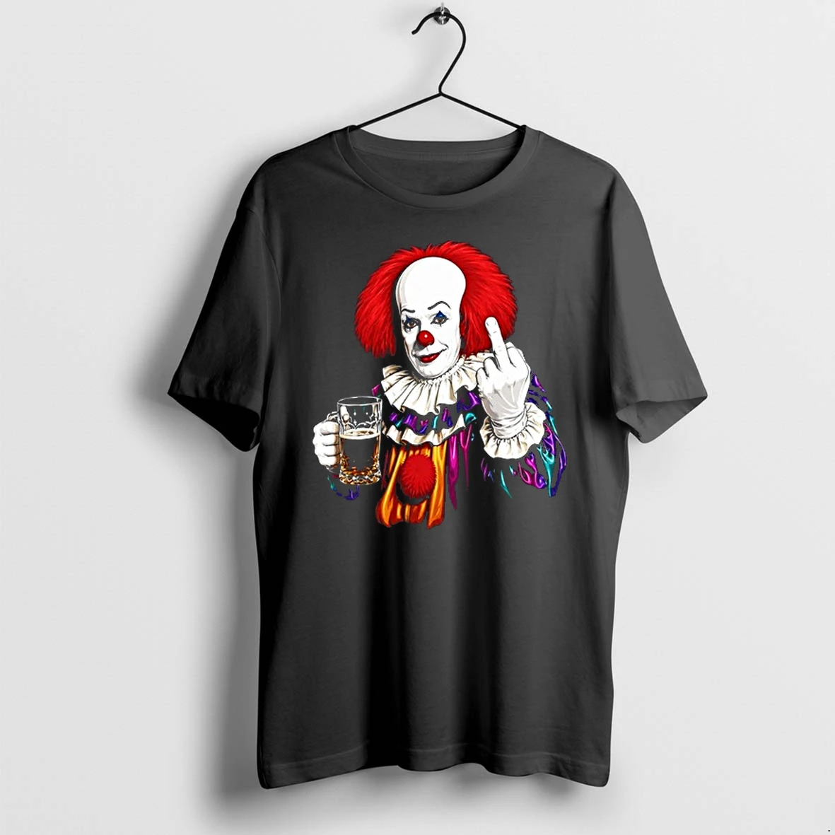 Pennywise The Dancing Clown It Franchise Flipping Middle Finger With Beer 0 Tshirts Sweater Hoodie