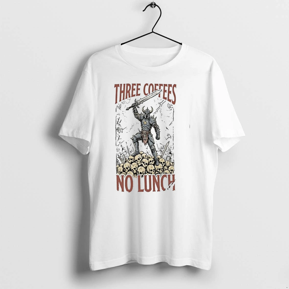 Warrior Standing On Skulls Three Coffees No Lunch Gaming Fantasy Art Warrior 0 Tshirts Sweater Hoodie