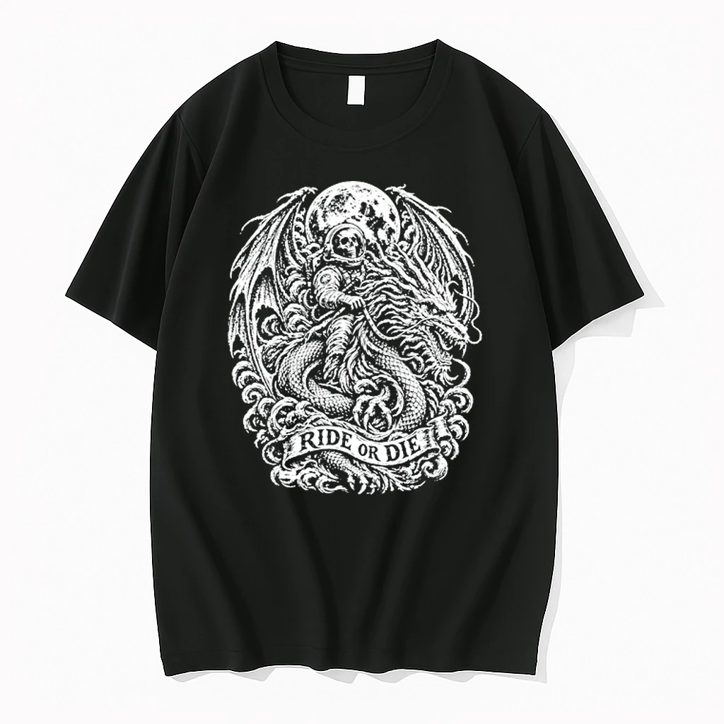 Ride Or Die Skeleton Astronaut Riding Winged Dragon Full Moon 0 Tshirts Sweater Hoodie